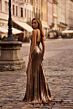 La Femme 32812 Square Back V-Neck Metallic Dress