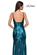 La Femme 32812 Square Back V-Neck Metallic Dress