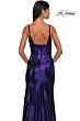 La Femme 32812 Square Back V-Neck Metallic Dress