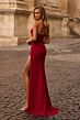 La Femme 32825 Embellished Slit Illusion Back Strapless Dress