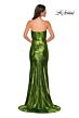 La Femme 32828 Draped Neckline High Slit Metallic Dress