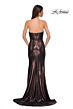 La Femme 32828 Draped Neckline High Slit Metallic Dress