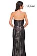 La Femme 32828 Draped Neckline High Slit Metallic Dress