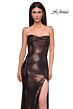 La Femme 32828 Draped Neckline High Slit Metallic Dress