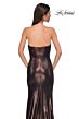 La Femme 32828 Draped Neckline High Slit Metallic Dress