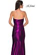 La Femme 32828 Draped Neckline High Slit Metallic Dress