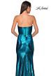 La Femme 32828 Draped Neckline High Slit Metallic Dress