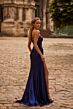 La Femme 32830 Side Tail Strapless Metallic Dress