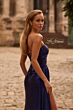 La Femme 32830 Side Tail Strapless Metallic Dress