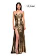 La Femme 32830 Side Tail Strapless Metallic Dress