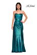 La Femme 32830 Side Tail Strapless Metallic Dress