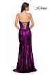 La Femme 32830 Side Tail Strapless Metallic Dress