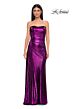 La Femme 32830 Side Tail Strapless Metallic Dress