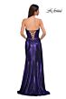 La Femme 32830 Side Tail Strapless Metallic Dress