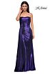La Femme 32830 Side Tail Strapless Metallic Dress