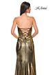 La Femme 32830 Side Tail Strapless Metallic Dress
