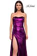 La Femme 32830 Side Tail Strapless Metallic Dress