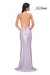 La Femme 32835 Cowl Neckline Criss Cross Back Metallic Dress