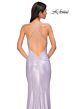 La Femme 32835 Cowl Neckline Criss Cross Back Metallic Dress