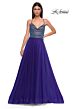 La Femme 32838 Crystal Top Cowl Neck Lace-Up Dress