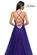 La Femme 32838 Crystal Top Cowl Neck Lace-Up Dress