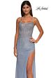 La Femme 32840 Illusion Back Cutaway Slit Embellished Dress