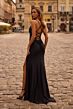 La Femme 32845 Embellished Top Slit Skirt Lace-Up Dress