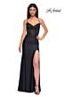 La Femme 32845 Embellished Top Slit Skirt Lace-Up Dress
