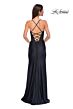 La Femme 32845 Embellished Top Slit Skirt Lace-Up Dress