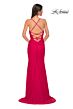 La Femme 32851 Embellished Neckline Lace-Up Ruched Dress