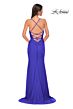 La Femme 32851 Embellished Neckline Lace-Up Ruched Dress
