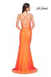 La Femme 32851 Embellished Neckline Lace-Up Ruched Dress