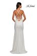 La Femme 32851 Embellished Neckline Lace-Up Ruched Dress