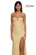 La Femme 32851 Embellished Neckline Lace-Up Ruched Dress