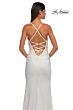 La Femme 32851 Embellished Neckline Lace-Up Ruched Dress