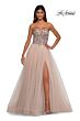 La Femme 32862 Floral Corset High Slit Strapless Dress