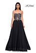 La Femme 32862 Floral Corset High Slit Strapless Dress