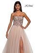 La Femme 32862 Floral Corset High Slit Strapless Dress