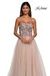 La Femme 32862 Floral Corset High Slit Strapless Dress