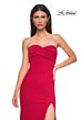 La Femme 32863 Criss Cross Bust High Slit Strapless Dress
