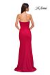 La Femme 32863 Criss Cross Bust High Slit Strapless Dress