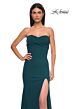 La Femme 32863 Criss Cross Bust High Slit Strapless Dress