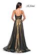 La Femme 32864 Pleated Top High Slit Metallic Dress