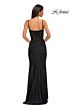 La Femme 32873 Lace Corset Slit Skirt V-Neck Dress