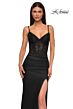 La Femme 32873 Lace Corset Slit Skirt V-Neck Dress