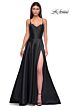 La Femme 32878 Floral Neckline Lace-Up Corset Dress