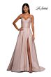 La Femme 32878 Floral Neckline Lace-Up Corset Dress