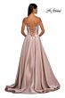 La Femme 32878 Floral Neckline Lace-Up Corset Dress