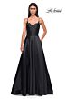 La Femme 32878 Floral Neckline Lace-Up Corset Dress
