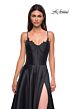 La Femme 32878 Floral Neckline Lace-Up Corset Dress